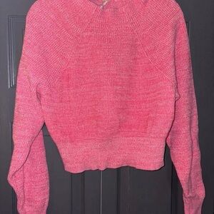 Free People Vibrant Pink Cowl Neck Sweater